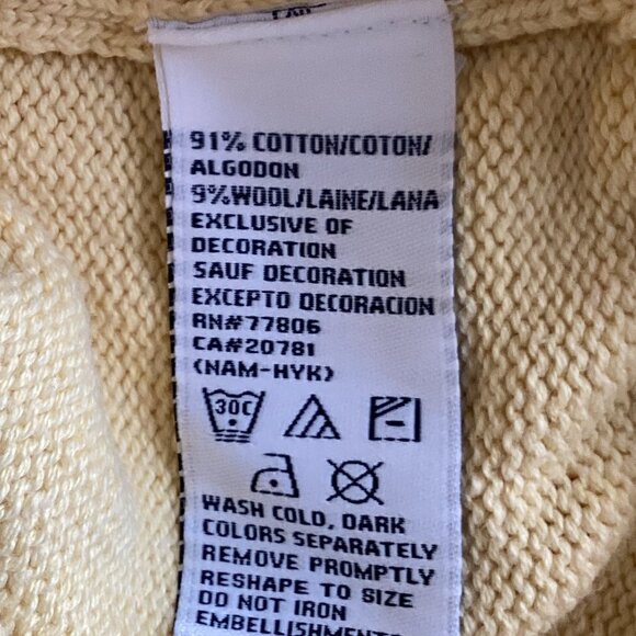 2 Vintage Tommy Hilfiger Baby Yellow Cardigans Fair Isle Pattern Cotton Wool - Picture 7 of 7